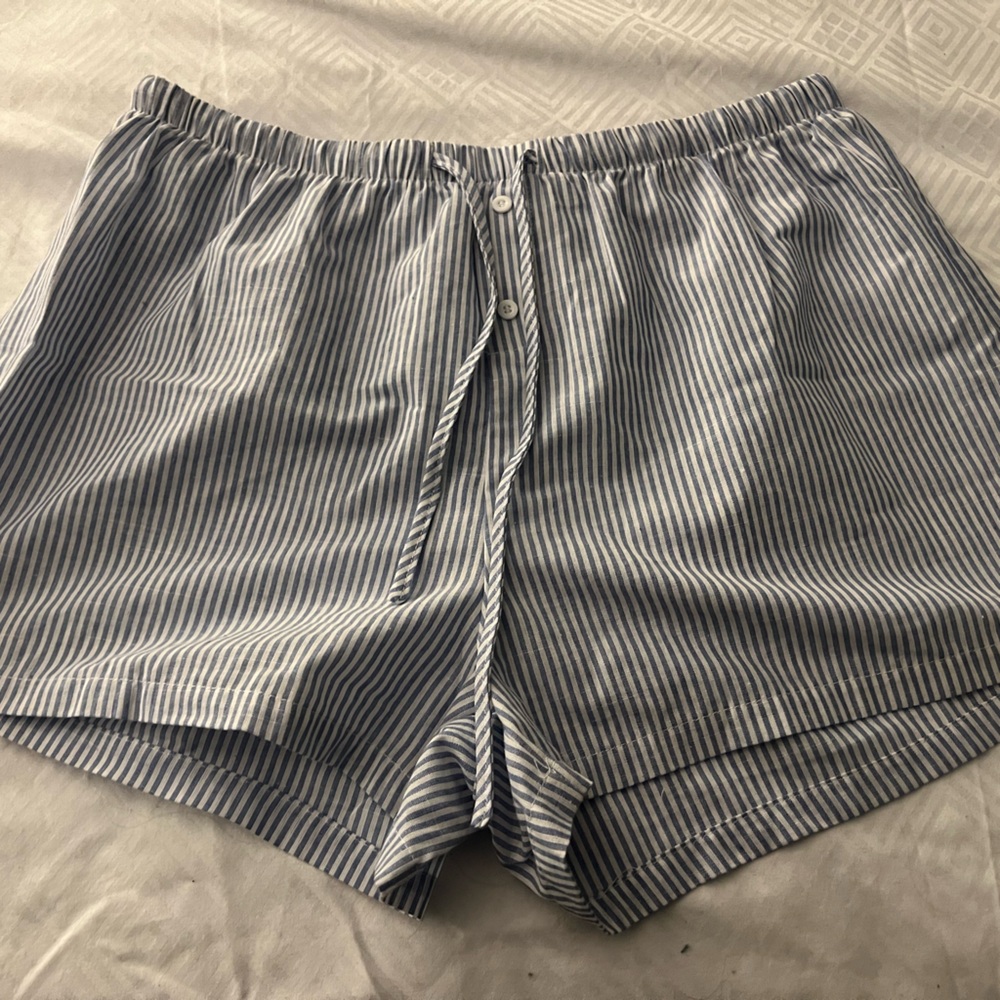 SHEIN Blue Striped High Waist Shorts